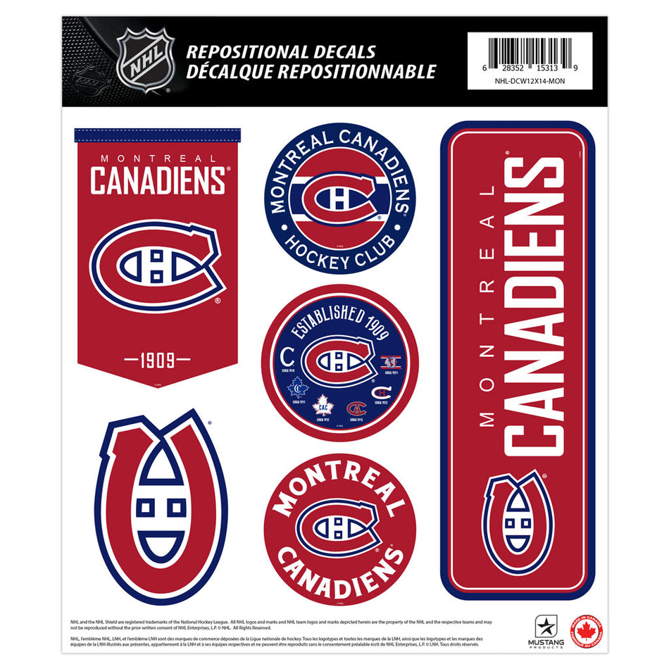 Montreal 12x14 Repositionable Team Decal Sheet