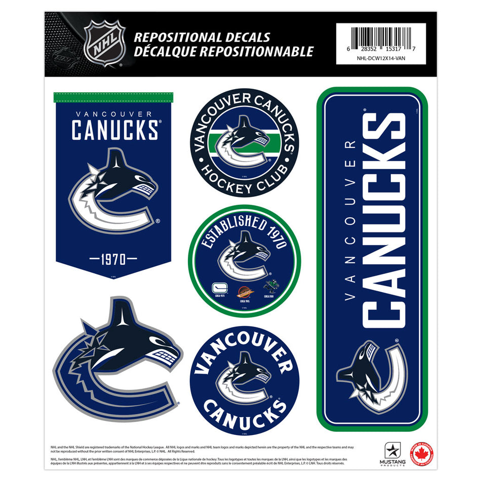 Vancouver 12x14 Repositionable Team Decal Sheet
