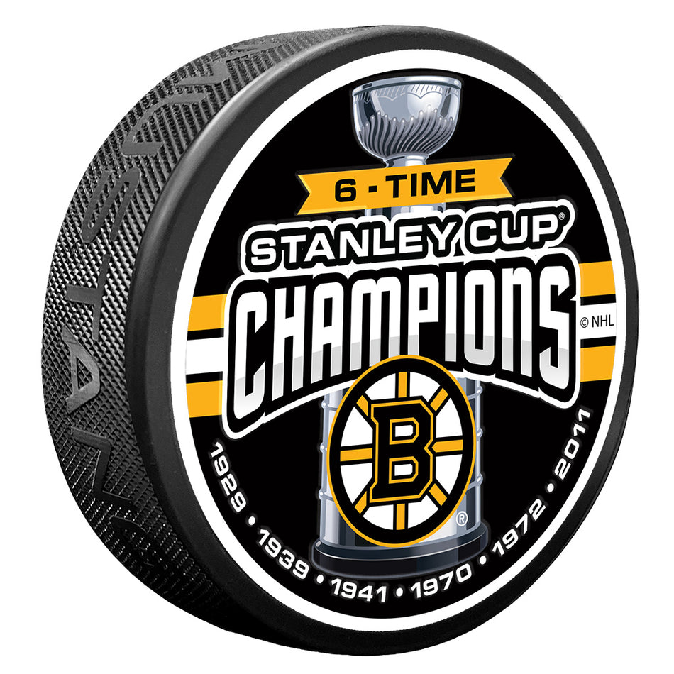 Boston Bruins Puck -  6 TIME CHAMPS