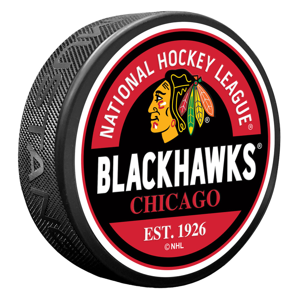 Chicago Blackhawks Puck - Block Design