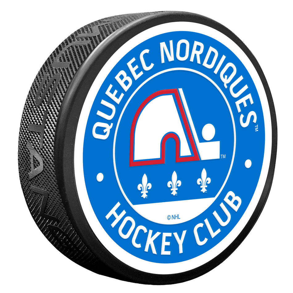 Quebec Nordiques Vintage Striped Textured Puck