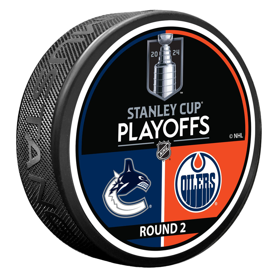 2024 NHL Stanley Cup Playoffs Puck | Vancouver Canucks / Edmonton Oilers Match Up