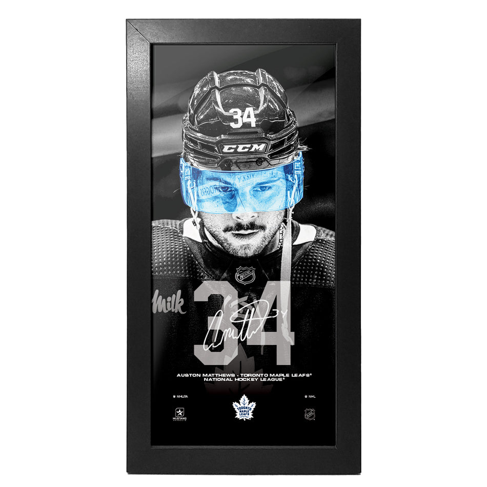 Toronto Maple Leafs Art | Auston Matthews Neon Frame 6" x 12"