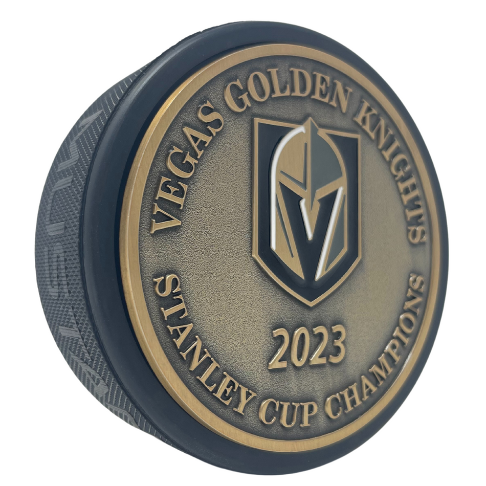 Vegas Golden Knights Stanley Cup Champions Puck - Gold Medallion