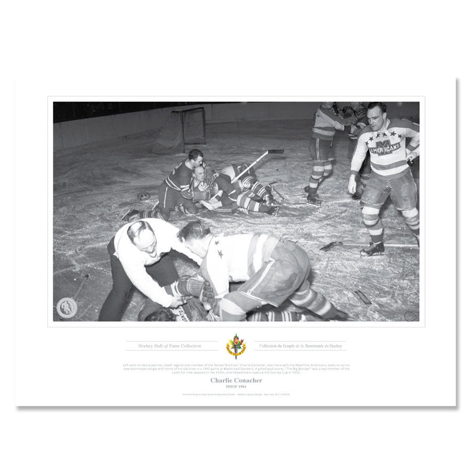 Legends of Hockey Toronto Maple Leafs Memorabilia - 1961 Charlie Conacher Black & White Classic - 12" x 16" Print