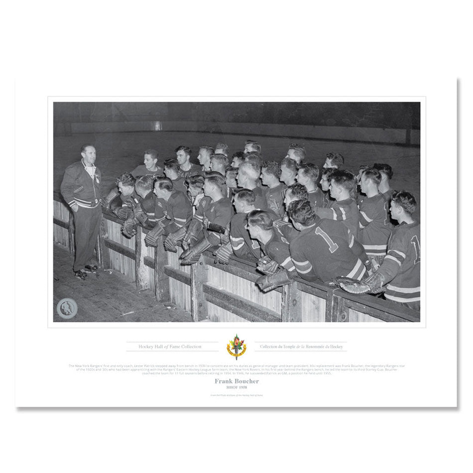 Legends of Hockey New York Rangers Memorabilia - Frank Boucher Black & White Classic - 12" x 16" Print