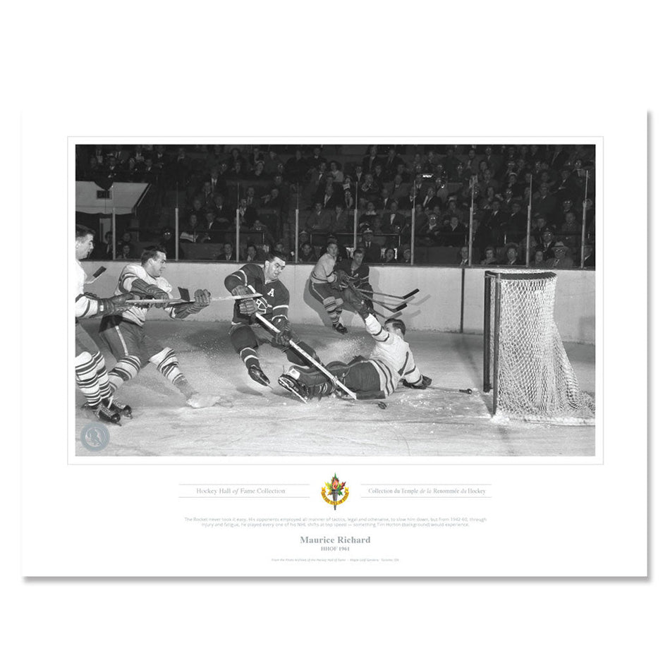 Legends of Hockey Montreal Canadiens Memorabilia - 1955 Maurice Richard x Black & White Classic - 12" x 16" Print