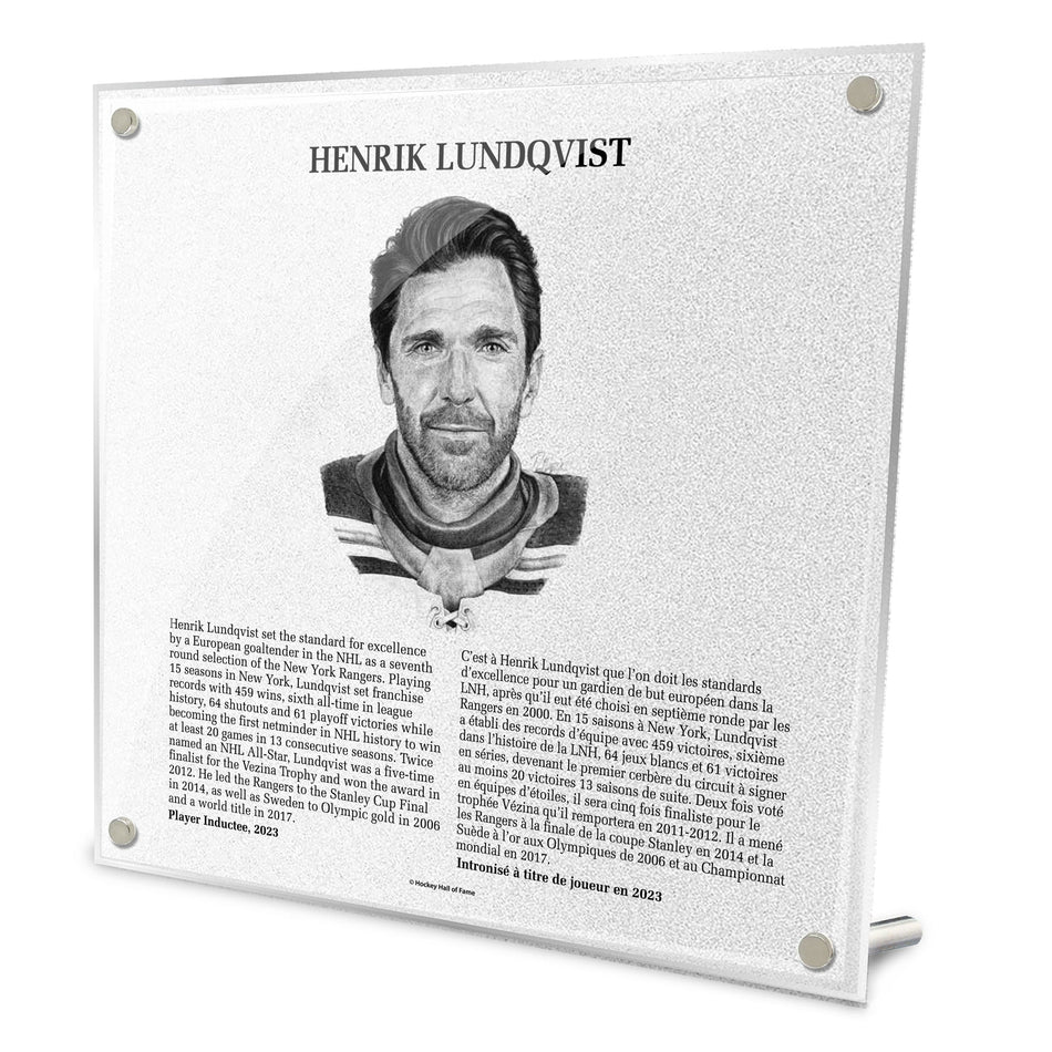 Hockey Hall of Fame Plaque | Henrik Lundqvist 9" x 9"