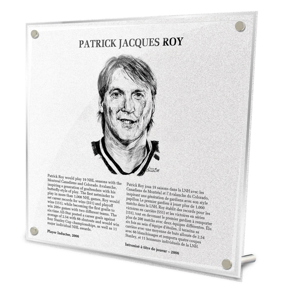 Hockey Hall of Fame Plaque | Patrick Roy 9" x 9"