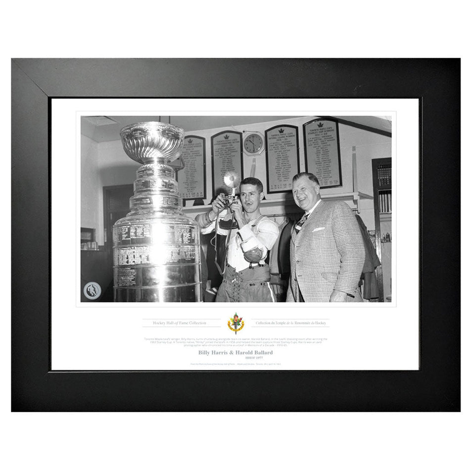 Legends of Hockey Toronto Maple Leafs Memorabilia - 1977 Billy Harris Black & White Classic - 12" x 16" Frame