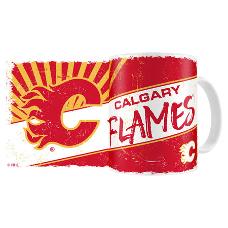 Calgary Flames Mug & Coaster Set - 2 Pack 15oz Mugs | 8 Pack Coasters - Sports Decor
