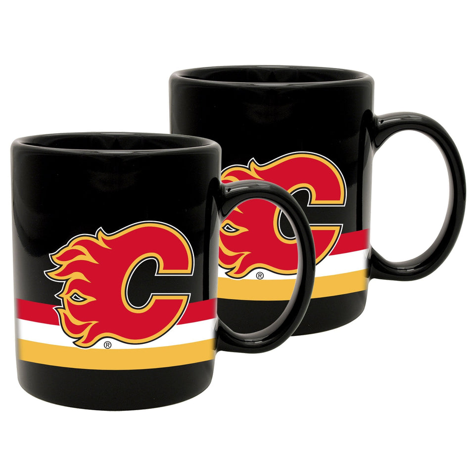 Calgary Flames Stripe Ceramic Mug Set