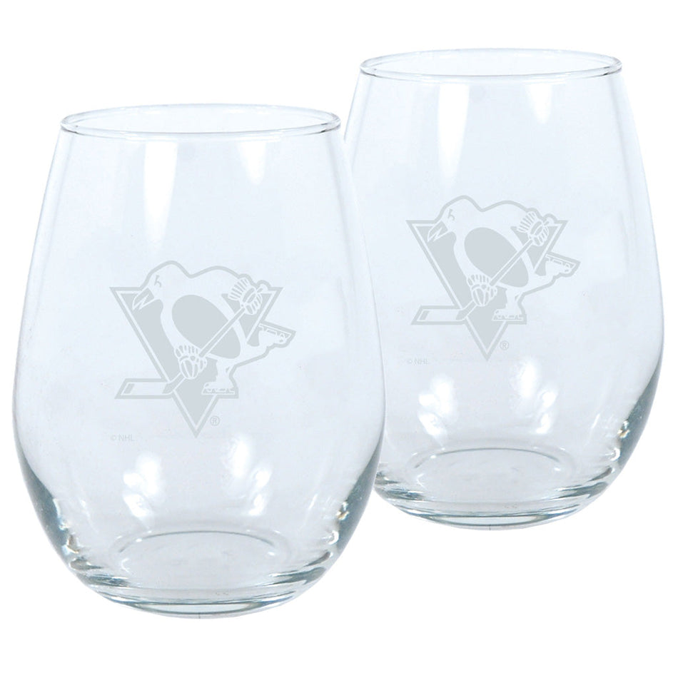 Pittsburgh Penguins Stemless Wine Glass Set