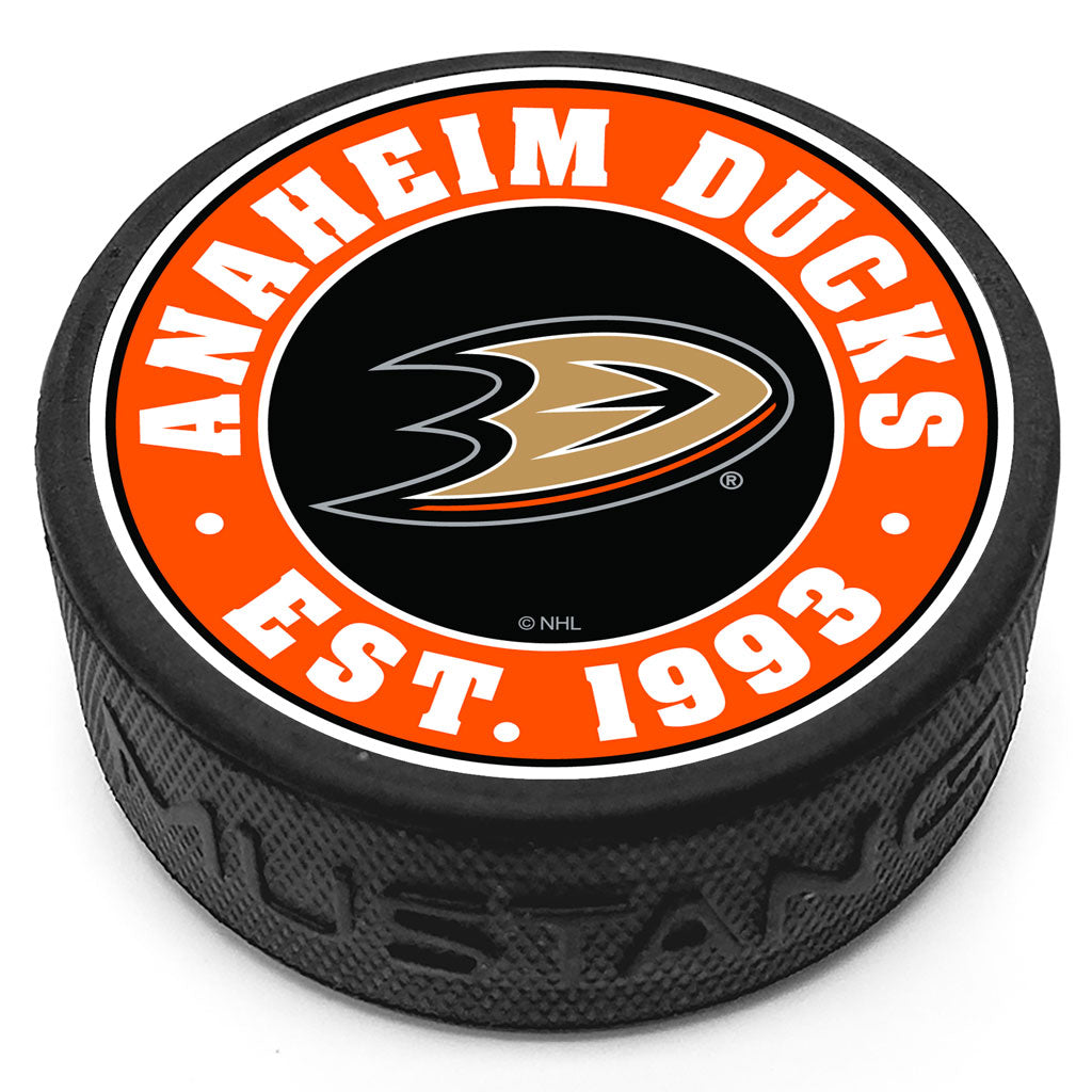 Anaheim Ducks Established Textured Puck - Hockey Hall of Fame
