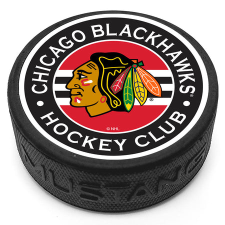 Chicago Blackhawks Striped Puck - Hockey Hall of Fame