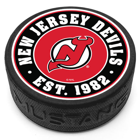 New Jersey Devils Established Textured Puck - Hockey Hall of Fame