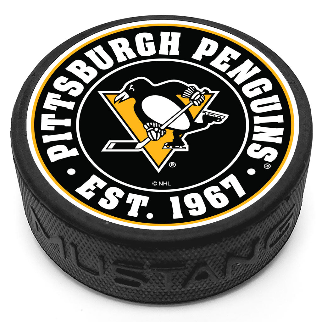 Pittsburgh Penguins Team Established Textured Puck - Hockey Hall of Fame