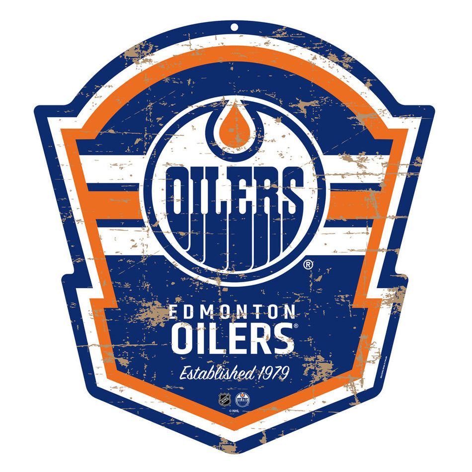 Edmonton Oilers 22" PVC Distressed Shield