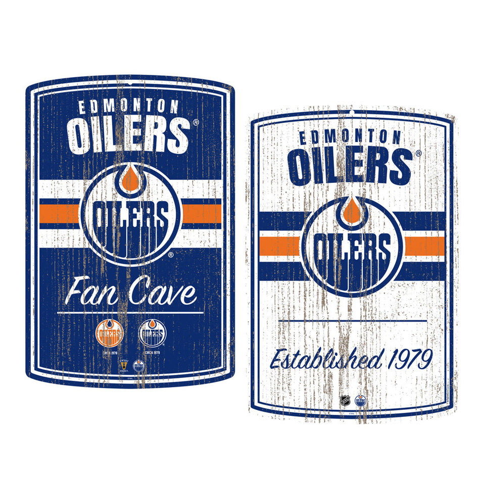 Edmonton Oilers Wall Signs - 16" x 23" 2 pack Established Faux Wood