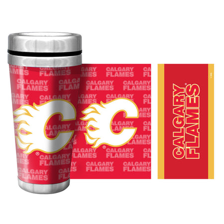 Calgary Flames 16oz Full Wrap Wallpaper Travel Mug - Hockey Hall of Fame