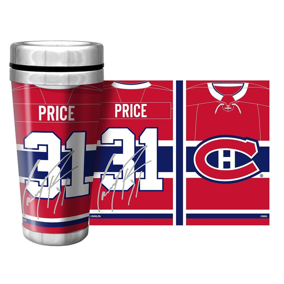 Montreal Canadiens Carey Price Travel Mug - 16 oz Full Wrap Replica Signature - Hockey Hall of Fame