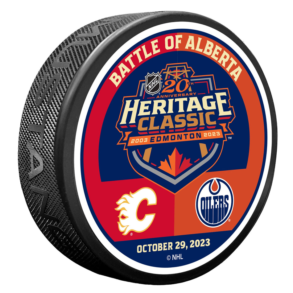 NHL Heritage Classic Puck - Battle of Alberta Match Up